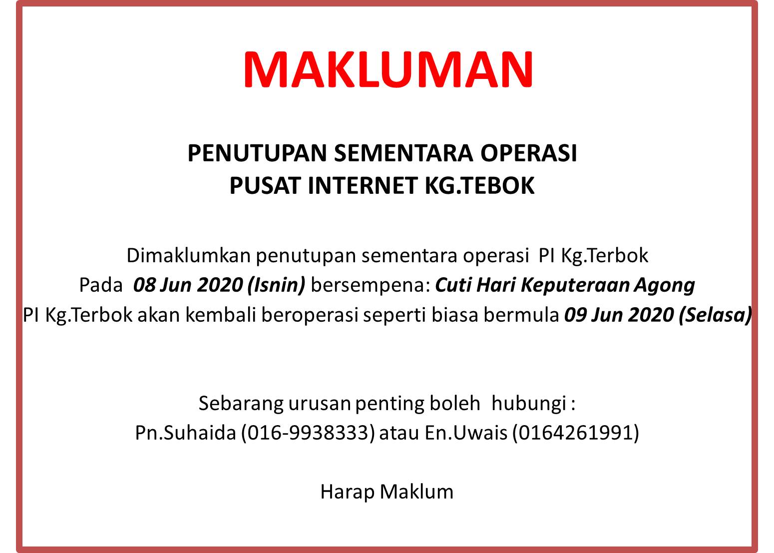 Notis Penutupan 8 Jun 2020