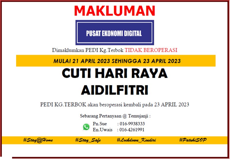 Notis Penutupan Hari Raya Aidilfitri 2023